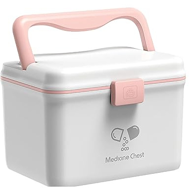 TUKA-i-AKUT 14,6L Medizinbox Zweilagig Portable mit Tragegriff, Medikamentenbox Hausapotheke Box Erste-Hilfe-Box Tragbar, Multifunktionaler Aufbewahrung Medizinkoffer Outdoor Home, TKD6402-XL Weiß