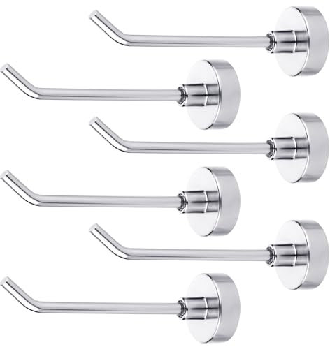 6 Pezzi Gancio Magnetico, 0,77kg Ganci Magnetici per Carichi Pesanti 7,6cm Ganci Magnetici per Appendere per Cabine da Crociera, Asciugamani, Griglia, Frigorifero, Cucina, Garage (Argento)