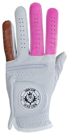 Shocker Lustiger Golfhandschuh für Herren, Golfzubehör für Herren, Erwachsene, 100 % Cabretta-Leder, weiße Golfhandschuhe mit extra Grip, Shocker lustiges Herren-Gag-Geschenk, linke oder rechte Hand