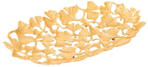 Schale GINKGO LEAFS - 40cm - gold - Metall-Aluminium-Legierung | Unikat, montiert geliefert, Aufbewahrung, Dekoartion, hochwertige Metalloptik, modernes Design, handgefertigt