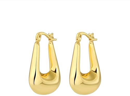 KnSam Vergoldet Ohrringe Frauen, Klassiker Geometrisch Design Ohrstecker, Zierliche Ohrringe Jugendstil Modeschmuck für Frauen, Gold