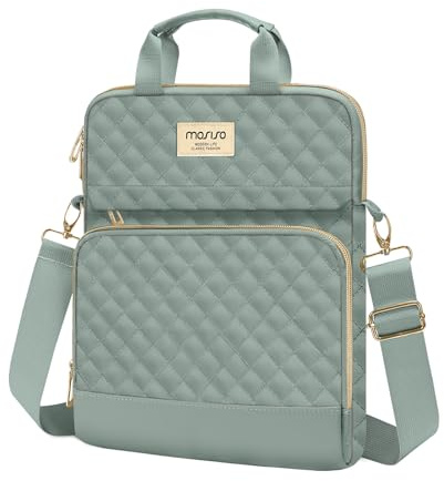 MOSISO Tablet Tasche Hülle 12,9 Zoll, Quadratische Gesteppt Tragetasche | Reisetasche für iPad Pro 13 M5 M4, Air 13 M4 M3 M2, Pro 12,9 M2 M1, Surface Pro 9/8/7/6/X, Galaxy Tab S10+, Antikes Grün