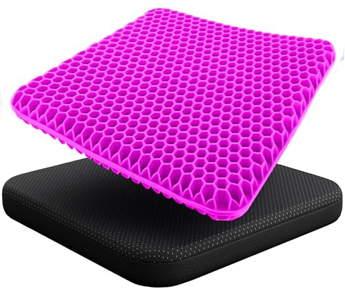 EcoNour Gel Seat Cushion for Long Sitting (Large & Thick) - Pressure Relief Honeycomb Cushion for Back, Sciatica, Coccyx, Hip & Tailbone Pain | Cushion for Office Chair pad, Wheelchair & Car