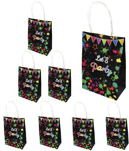 8 Stück Glow Geschenktüten aus Papier, 15 x 21 cm, leuchtend für Neon-Partys, Dekoration für Geburtstage oder Karneval
