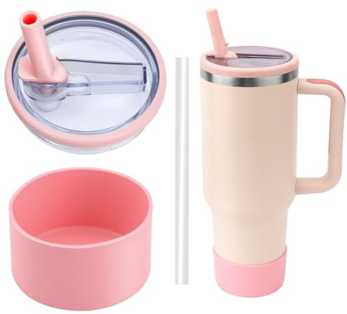 Stanley 40oz Tumbler Accessories Set - Spill Proof Lid, Silicone Protective Sleeve & Straw (Pink)