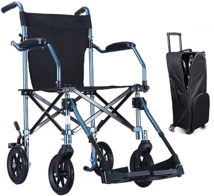 Klapprollstuhl, Transport-Rollstuhl aus Aluminium, Ultraleichter, tragbarer Reiserollstuhl Transportrollstuhl, Gewicht nur 8.8KG(C)