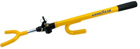 Goodyear Steering Wheel Lock Anti-Theft Device for Cars, SUVs, and Trucks locks | High-Security Locking Mechanism | Material Alloy Steel, Brass | Adjustable | Easy to Use | Compact