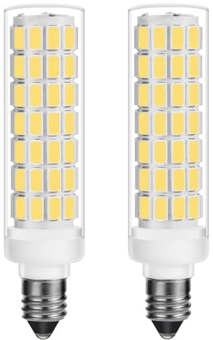 Aooallme E11 LED Bulb 8W 800LM 100W Equivalent, JDE11 Mini Candelabra LED Bulb Dimmable,Daylight White 6000K, JDE11 120V 100W LED for Ceiling Fan Pendant Lighting Pack of 2 (Daylight White)
