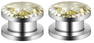 Mesnt Dehnstäbe Tunnel Set Ohr Expander Plug12mm, 2PCS Edelstahl mit Cubic CZ Plug Körper Piercing Expander, Silber