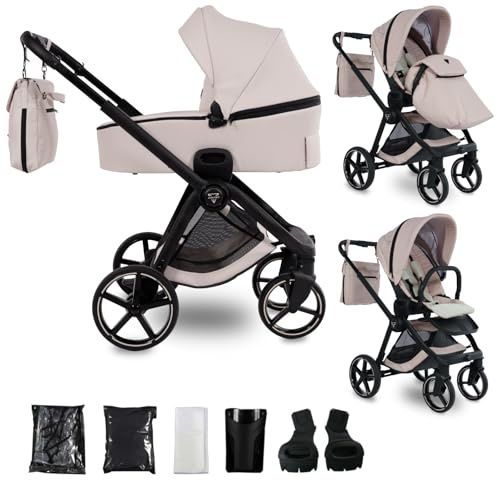 Junama Kinderwagen Mami 2in1 3in1 4in1 (02 - Beige, 2in1 mit Adaptern)