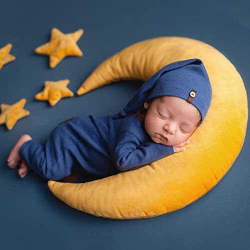 Moon Pillow Newborn Photography Props, 19.7inch Baby Moon Star Pillow, Newborn Posing Pillow, Infant Shoot Accessories for Baby Girls Boys