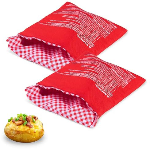 Funngy Bolsa de Patata de Microondas,2 PCS Microondas Patata Fornello Borsa Lavable y Reutilizable Bolsa de Patata Microondas Patata Bolsas de Comida Rápida para Patatas Maíz Batatas