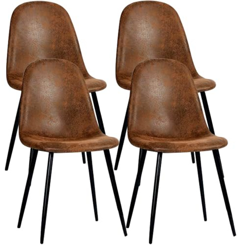 FurnitureR - Set mit 4 bequemen Esszimmerstühlen aus gepolstertem Stoff, seitliche Stühle ohne Arme für Zuhause, Küche, Wohnzimmer, Schlafzimmer, Restaurant und Café (Kaffee)