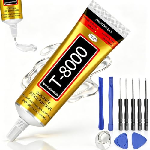 T-8000 Handy-Display-Kleber 110 ml, Universal Display Kleber Smartphone – Präziser Handy Display Klebers Smartphone Glue – Transparent, Schnelltrocknend, Elastisch für Reparatur & Basteln