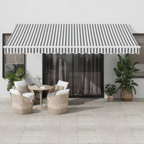 Xichuzi Markise Einziehbar Anthrazit und Weiß 4,5x3 m Stoff & Aluminium, Sichtschutz Balkon, Balkon Markise, Seitenmarkise, Klemmmarkise, Sonnenvorhang, Balkonmarkisen - 3216106