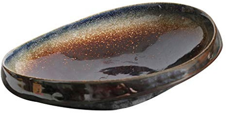Plato Grueso marrón, Plato Hondo de Porcelana de 5,5 cm, Plato Negro, Plato de cerámica Irregular, Plato de Restaurante Occidental, Platos Blancos para la Cena