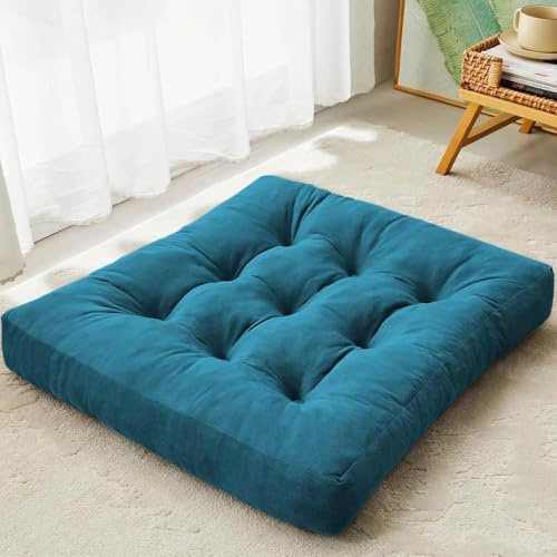 DAWNTREES Seating for Adults, Tufted Corduroy Floor Mat for Tatami – Suitable for Living Room, Office & Leisure Area – Blue