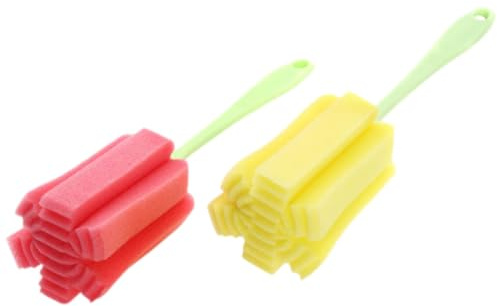 BIUDECO 2 Piezas Cepillo para Limpiar Botellas y Vasos Mango Ergonómico Esponja Suave y Porosa sin Rayar de Unidades para Cocina y Botellas de Agua Color Aleatorio Color Aleatorio
