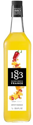 1883 - Maison Routin Premium Spicy Mango Syrup, Natural Fruit Syrup, Absolute for Cocktails and Mocktails, Iced Teas, Desserts and More, No Preservatives – 1L Glass Bottle