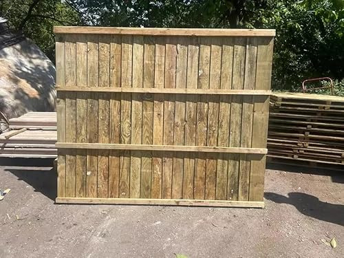 Crown & Kingdom Pressure Treated Wooden Feather Edge Fence Panels 6x5 ft Pack of 4 – Strong Garden Fencing Flat Top Modern Style