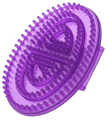 Body Massage Brush, Translucent Purple Oval Design, Hand Grip, 1-Pack | Raised Rounded Nubs, Broad Textured Face, Shower Washing With Cleanser Or Dry Brushing, For Arms, Legs, Back And Torso