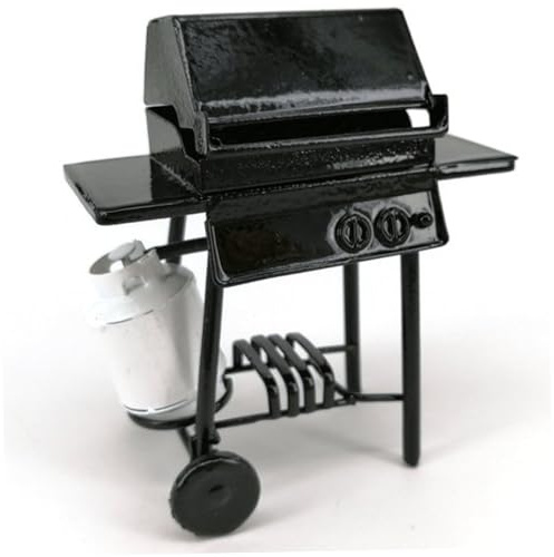 Joygoodta Puppenhauszubehör im Maßstab 1:12, Puppenhauszubehör im Maßstab 1:12, Mini-Grill aus Metall mit Gastank, DIY-Miniatur zur Dekoration