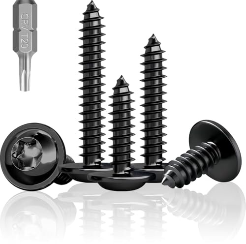 Jyvex 100 Pezzi Di Viti Nere A Testa Piatta M4X35mm, Viti A Testa Bombata Per Legno, A2 V2A, Viti Nere In Acciaio Inox Per Pannelli Acustici, Viti Torx A Testa Piatta