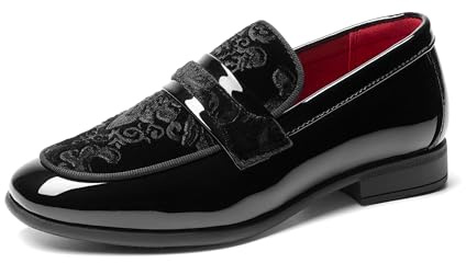 Bruno Marc Boy's Dress Shoes Tuxedo Loafers,All Black,1 Little Kid