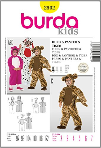 Burda Kids Schnittmuster #2502 Kostüm Tiger Hund Pink Panther Gr. 92-122