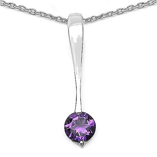 Schmuck-Schmidt-Collier/Kette mit Amethyst Anhänger-925 Sterling Silber- 0,50 Karat