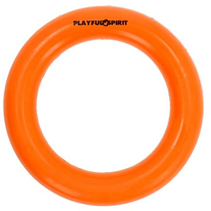 PlayfulSpirit Durable Natural Rubber Ring - Great Tug of War Dog Toy, Fun for Throw, Chase and Fetch Games, Exercise and Dog Training Toy for Medium to Large Breed Puppies and Adult Dogs (L, Orange)