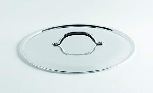 Pentole Agnelli Alluminio 2 mm Coperchio Tondo con Ponticello senza Orlo, Lucido, Argento, 28 cm