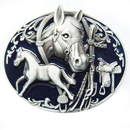Buckle Silber Zinkguss Gürtelschnalle, Klassisch, 87 mm breit & 73 mm hoch, 115 Gramm, Für Gürtel bis 4 cm Breite, Rodeo, Western Reiten