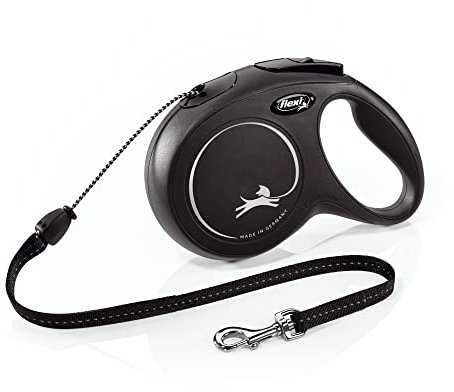 flexi® Classic Roll-Hundeleine (Seil), ergonomisch, langlebig und verhedderungsfrei, für Hunde bis zu 20 kg, 7,9 m, Größe M, Schwarz