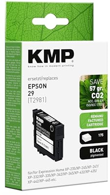 KMP Tintenpatrone passend für Epson 29 Black (C13T29814010) - für Epson Expression Home XP-235, XP-245, XP-247, XP-332, XP-335, XP-342, XP-345... etc.