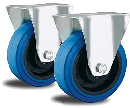 2 x Bockrollen 200mm schwer-last bis 200 kg Kunststoff leise schonend blue wheel