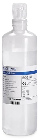 Pharma[+] Solution physiologique 500 ML Bouteille pour arrosage et boîte médicale Prêt à l'emploi Mallette