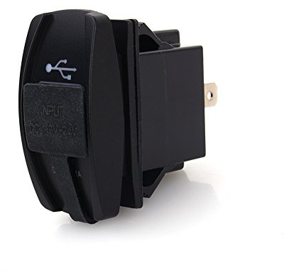 Fydun Cargador USB para motocicleta de coche DC 12V-24V LED azul Cargador dual USB Interruptores basculantes 5V 3.1A