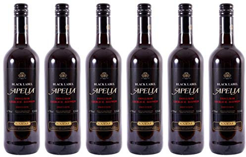 Imiglykos Apelia Black Label 6x 0,75l | Lieblicher Rotwein | Imiglykos | 11,5% Vol. | Kourtaki | + 20ml Jassas Olivenöl