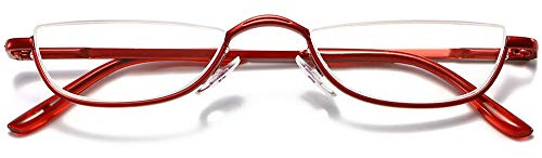 VEVESMUNDO Lesebrille Metall Halbrandbrille Klassische Schmal Federscharnier Arbeitsplatzbrille Lesehilfe Sehhilfe mit sehstärke für Damen und Herren