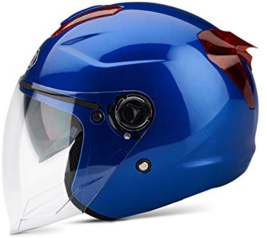 Boseman Adult Open Face Motorcycle Helmets With Double Sun Visor, Stylish helmet for Bicycles Cruisers ATVs Scooters, Pass The Collision Test To Meet Road Safety(Blue)