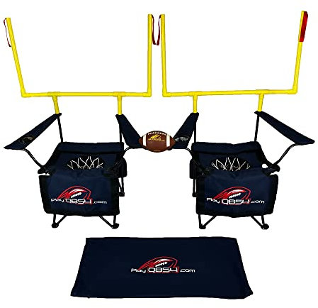 QB54 - The Ultimate Football Yard Game Set, Outdoor Football Toss for Tailgating, Backyard, Beach, Park, Tournaments, Sports Training, Score Touchdowns, Kick Field Goals (Navy Blue)