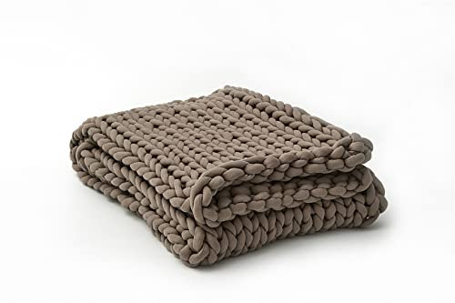 Riyueyi Strickdecke Grob Gestrickte Wolldecke Super Große Klobige Stricken Handgewebte Decke für Haustier Bett Stuhl Sofa,Grau,50x50cm(20x20inch)