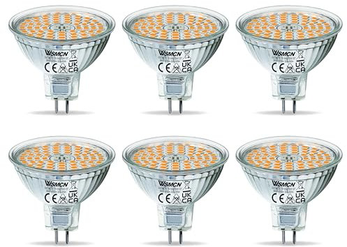WSMCN MR16 GU5.3 LED Warmweiß 2700K Lampen, 12V 6W Leuchtmittel Ersetzt 50W Halogenlampe, 485Lm 120°Abstrahlwinkel LED Spot, AC/DC 12Volt Flimmerfrei Strahler, Nicht Dimmbar, 6 Stücke