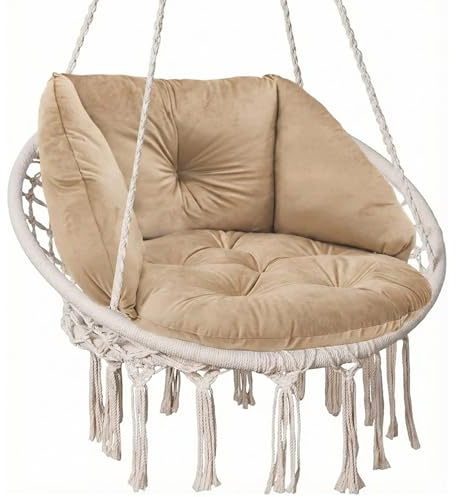 SuperKissen24. Coussin de Fauteuil Suspendu - Coussin Fauteuil Jardin - Oreillers de Oeuf Suspendu - Coussin Rond - Oreiller Moelleux - Beige