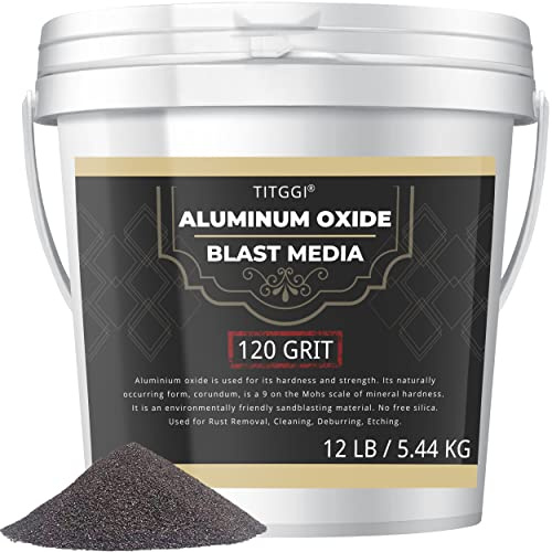TITGGI 120 Grit Aluminum Oxide Blast Media for Sandblasting, 12 lb | Rust and Paint Removal, Fine Matte Finish, Metal Surface Preparation Before Painting, Coating or Refinishing