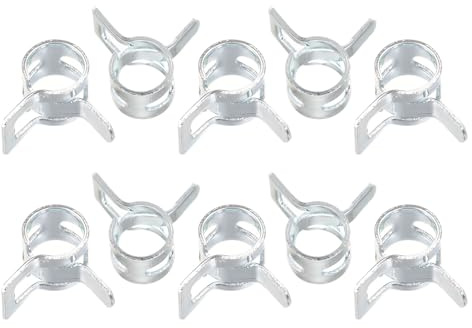 sourcing map Collier Serrage Ressort 65Mn Acier 4mm DI Zinc Plaqué 10pcs | Basse Pression Air Clip Pinces Apte 4,3mm-4,5mm Od, Carburant Conduites Silicone Vide Tuyaux