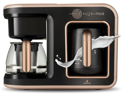 KARACA Hatır Plus Mod 5-en-1 Machine à Café Turc et Filtre, Capacité 0.75L, Préparez 5 Tasses de Café au Lait, Filtre en Acier Inoxydable, Cuillère Doseuse Incluse