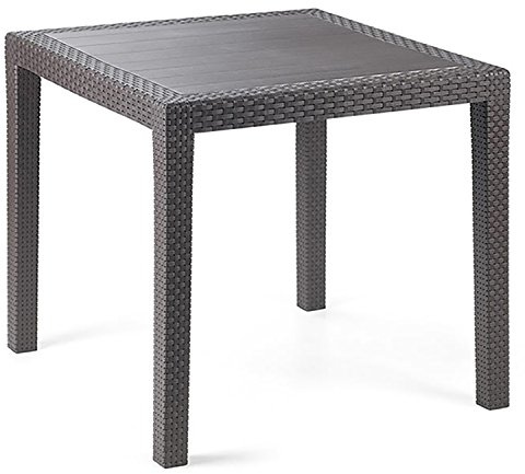 INDA-Exclusiv Robuster Bistrotisch Kunststoff 79x79cm Balkontisch Gartentisch Terrassentisch Rattan Optik, Farben:Anthrazit