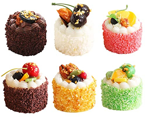 Joeabor Lot de 6 Faux Cupcakes, Cupcakes artificiels pour présentation, décoration de gâteau, Faux Aliments artificiels réalistes pour présentation, Faux Desserts, pâtisseries pour la décoration